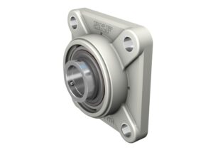 FYWK 50 LTASquare flanged ball bearing unit with set screw locking and extended inner ring, composite housing, Food Line