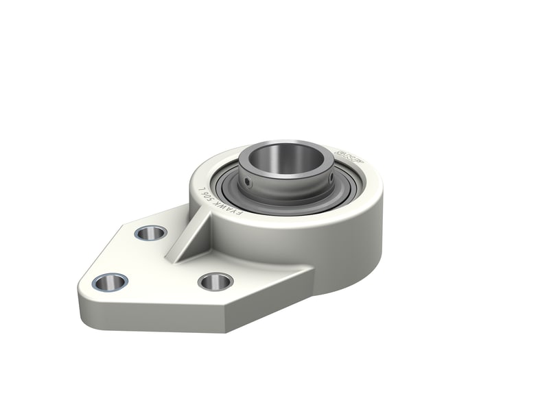 FYAWK 1.3/8 LTAThree-bolt bracket flanged ball bearing unit with set screw locking and extended inner ring, composite housing, Food Line
