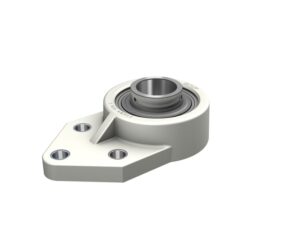 FYAWK 1. LTAThree-bolt bracket flanged ball bearing unit with set screw locking and extended inner ring, composite housing, Food Line