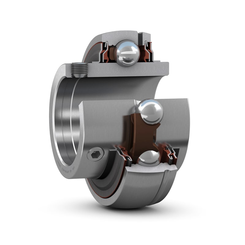 YAR 208-108-2RF/HVInsert bearing with set screw locking and extended inner ring
