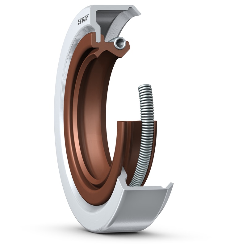 32332Radial shaft seal with metal case, double sealing lip and auxiliary contacting lip, for oil or grease