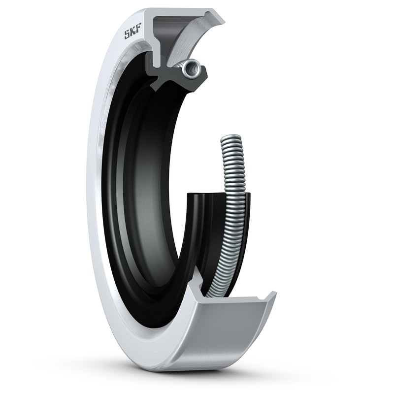20012Radial shaft seal with metal case, double sealing lip and auxiliary contacting lip, for oil or grease