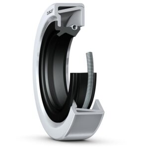 16121Radial shaft seal with double metal case, single sealing lip and auxiliary contacting lip, for oil or grease