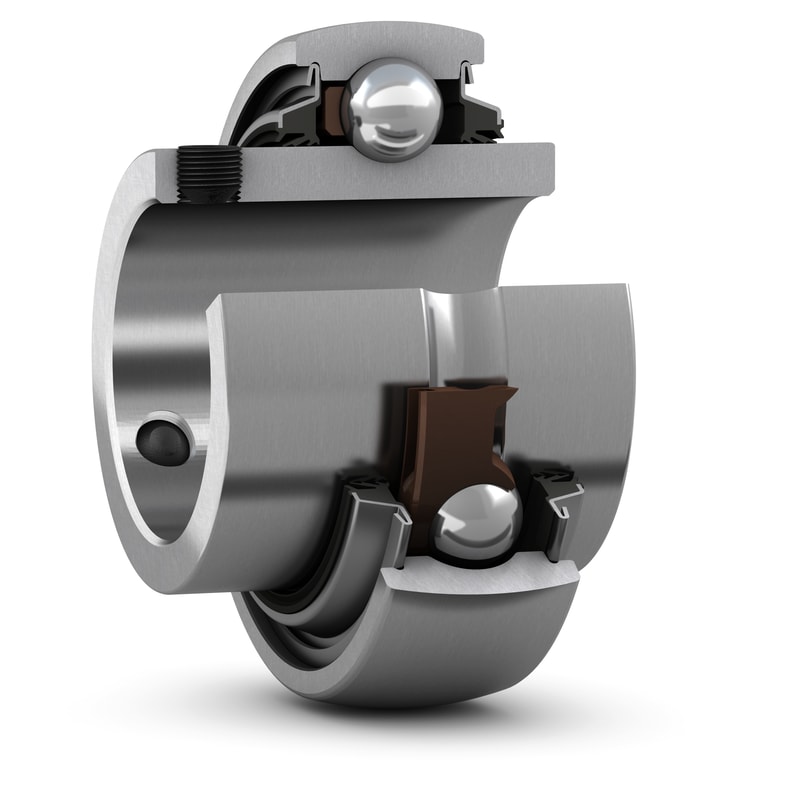 YAR 206-104-2DW/AGInsert bearing with set screw locking and extended inner ring