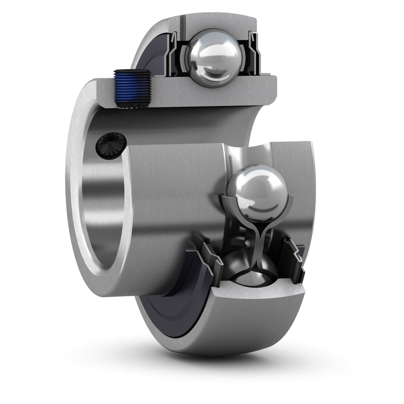UC 310Insert bearing with set screw locking and extended inner ring