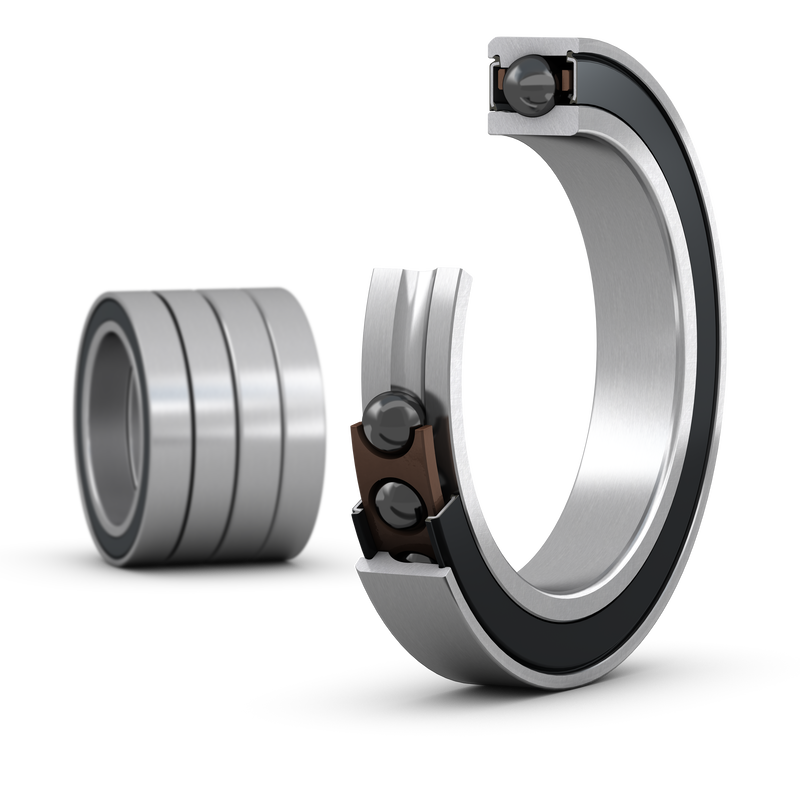 S71911 CE/HCPA9AQBCAMatched set of four super-precision, high-speed E design, single row angular contact ball bearings with seals