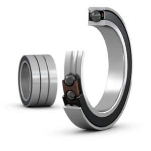 S71915 FE/HCP4ATTMatched set of three super-precision, high-speed E design, single row angular contact ball bearings with seals