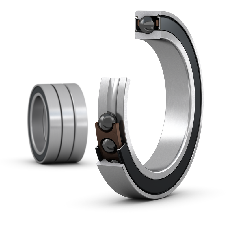 S71915 FE/HCP4ATTMatched set of three super-precision, high-speed E design, single row angular contact ball bearings with seals