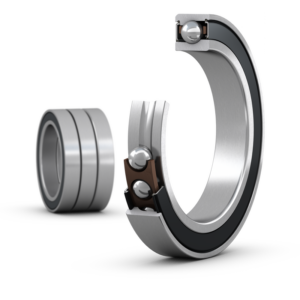 S71922 FE/P4ATBTAMatched set of three super-precision, high-speed E design, single row angular contact ball bearings with seals