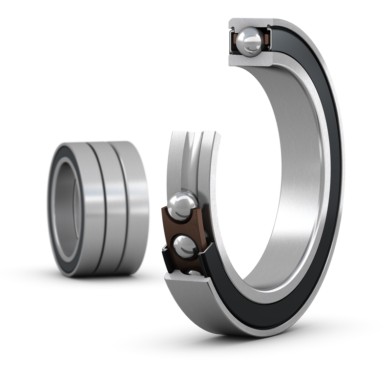 S71922 FE/P4ATBTAMatched set of three super-precision, high-speed E design, single row angular contact ball bearings with seals