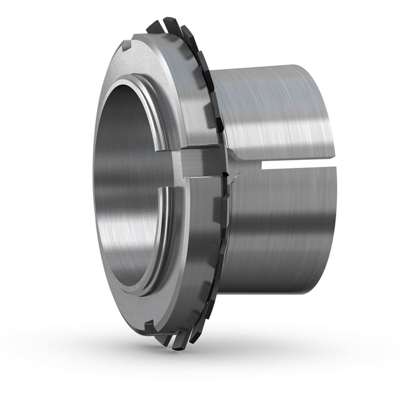 HE 3126 LAdapter sleeve with KM lock nut and MB lock washer, metric dimensions with inch bore